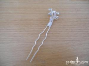 Création - Lot de 3 grands pics à chignons en strass et toupies Swarovski