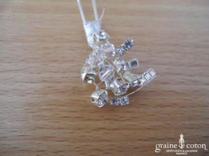 Création - Lot de 3 grands pics à chignons en strass et toupies Swarovski