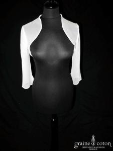 Nicole Montenapoleone - Boléro en mousseline de soie ivoire avec manches 3/4 fendues