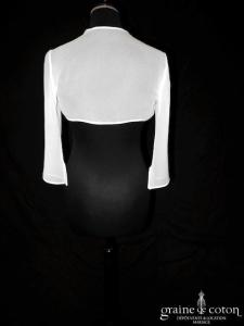 Nicole Montenapoleone - Boléro en mousseline de soie ivoire avec manches 3/4 fendues