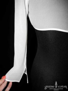 Nicole Montenapoleone - Boléro en mousseline de soie ivoire avec manches 3/4 fendues