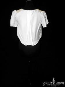 Création - Boléro en crêpe de soie à manches ballon courtes