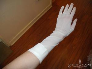 Cymbeline - Gants mi longs en organza de soie ivoire