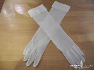 Cymbeline - Gants mi longs en organza de soie ivoire