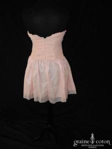 Toona Baba - Robe courte rose en mousseline drapée fluide