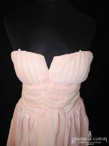 Toona Baba - Robe courte rose en mousseline drapée fluide