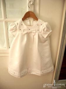 Hibiscus - Robe demoiselle d'honneur petite fille à manches ballon blanche en coton