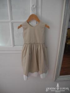Hibiscus - Robe demoiselle d'honneur petite fille à larges bretelles en coton taupe