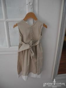 Hibiscus - Robe demoiselle d'honneur petite fille à larges bretelles en coton taupe