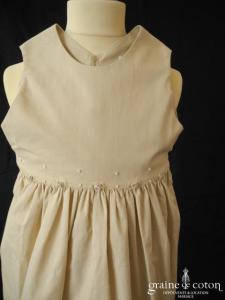 Hibiscus - Robe demoiselle d'honneur petite fille à larges bretelles en coton taupe