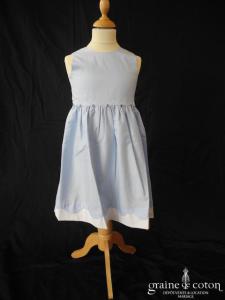 Hibiscus - Robe demoiselle d'honneur petite fille à larges bretelles en coton bleu ciel