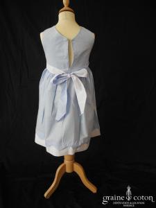 Hibiscus - Robe demoiselle d'honneur petite fille à larges bretelles en coton bleu ciel