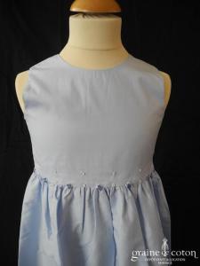 Hibiscus - Robe demoiselle d'honneur petite fille à larges bretelles en coton bleu ciel