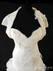 Divina Sposa - Robe une pièce en dentelle et organza ivoire