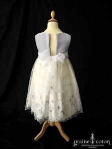 Dorissa - Robe de demoiselle d'honneur en organza ivoire brodé et satin parme