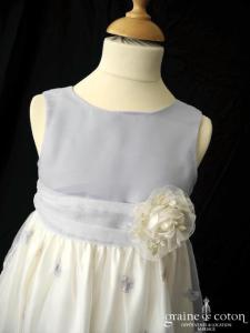 Dorissa - Robe de demoiselle d'honneur en organza ivoire brodé et satin parme