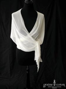 Bianco Evento - Étole arrondie en mousseline ivoire