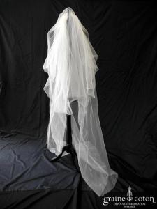 Jesus Peiro - Voile long de 2 mètres en tulle ivoire