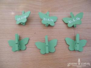 Pinces papillons vertes - Lot de 6