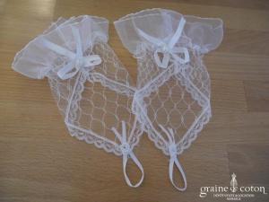 Mitaines courtes en tulle dentelle ivoire