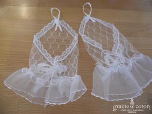 Mitaines courtes en tulle dentelle ivoire