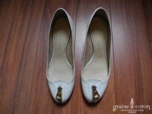 Zara - Ballerines à talons en cuir blanc