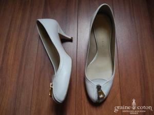 Zara - Ballerines à talons en cuir blanc