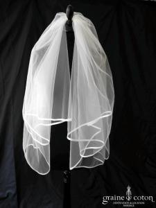 Pronuptia - Voile court de 1,50 mètre en tulle ivoire bordé d'un fin biais de satin