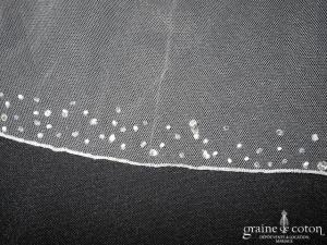 Pronuptia - Voile long de 2,50 mètres en tulle ivoire bordé de cristaux