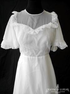 Création vintage 70's - Robe en moussline fluide avec manches papillon