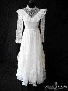 Pronuptia vintage 70's - Robe en dentelle avec manches longues