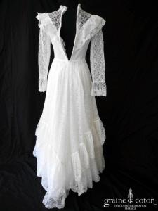Pronuptia vintage 70's - Robe en dentelle avec manches longues
