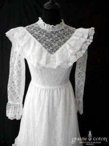 Pronuptia vintage 70's - Robe en dentelle avec manches longues