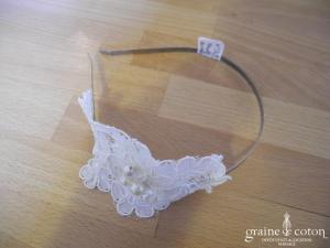 Serre-tête / headband avec guipure de dentelle ivoire