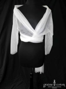 Pronovias - Boléro en tulle ivoire avec manches longues, façon cache coeur