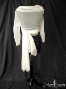 Pronovias - Boléro en tulle ivoire avec manches longues, façon cache coeur