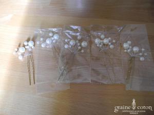Lot de 5 pics perles ivoire