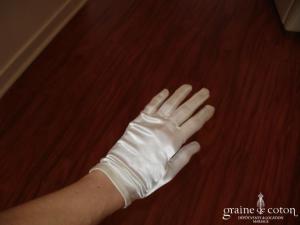 Neyret - Gants courts en satin ivoire