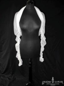 Boléro en tulle ivoire à manches longues plissées