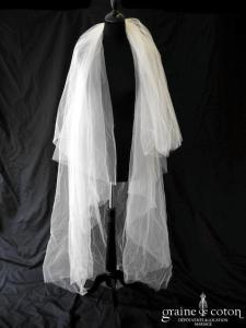 Pronovias - Voile long de 2 mètres en tulle ivoire
