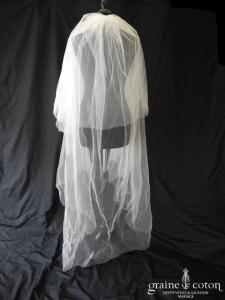 Pronovias - Voile long de 2 mètres en tulle ivoire