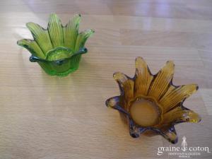 Photophore orangé ou vert forme fleur