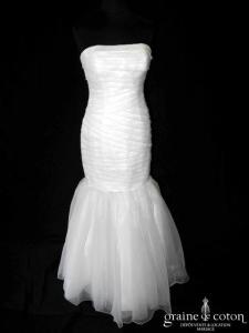 Max Chaoul - Robe sirène trasformable courte et longue en organza ivoire clair