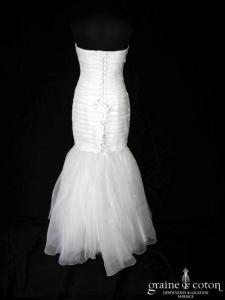 Max Chaoul - Robe sirène trasformable courte et longue en organza ivoire clair