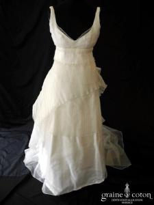 Nathalie Durieux - Création en gaze de soie ivoire plissée