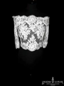 Pronovias - Boléro à manches mi longues en dentelle de Calais