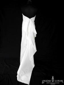 Lanvin collection Blanche - Robe bustier droite en taffetas de soie ivoire drapé