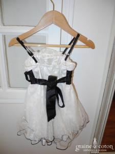 Robe demoiselle d'honneur avec bustier roses en organza et jupe en tulle plumetis blanche et noire