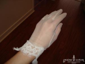 Gants courts en dentelle ivoire
