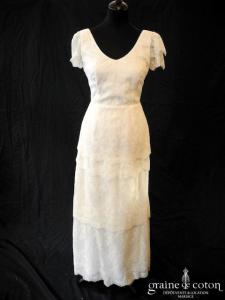 Stéphanie Allin pour Nuit Blanche - Robe fluide en dentelle ivoire clair